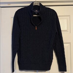 Vintage Vineyard Vines Dark Blue Cable Knit Zip-Up Sweater